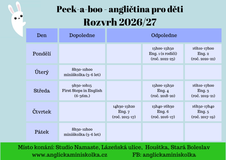 Rozvrh lekcí 2026-27